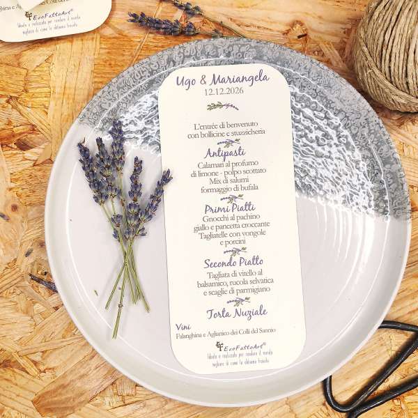 menù matrimonio tema lavanda